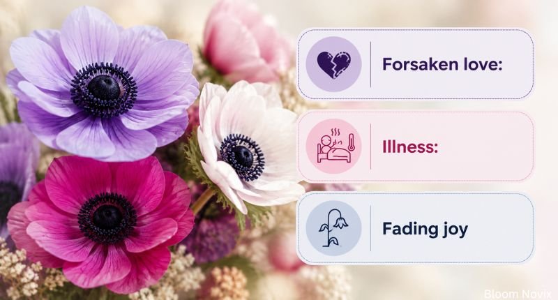 Anemone flowers representing forsaken love, illness, and fading joy