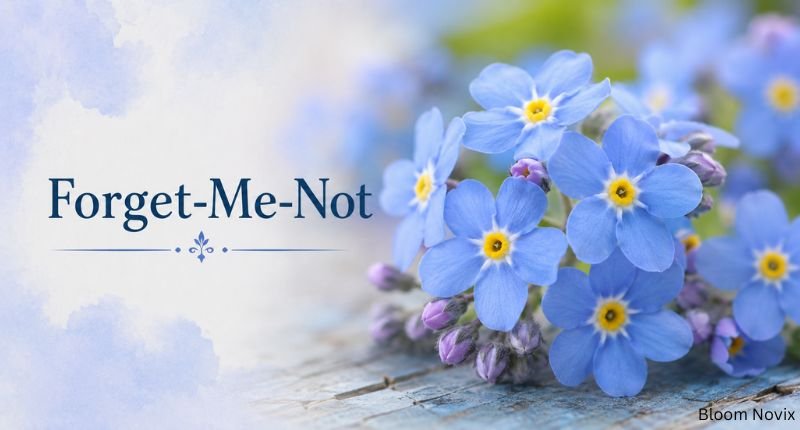 Forget-Me-Not wildflower with delicate blue petals and yellow centers