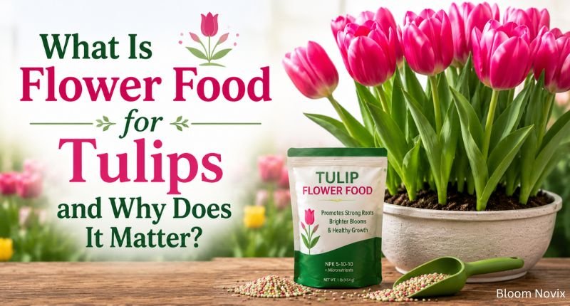 What Is Flower Food for Tulips and Why Does It Matter? — What is flower food for tulips, shown with blooming pink tulips and tulip fertilizer.