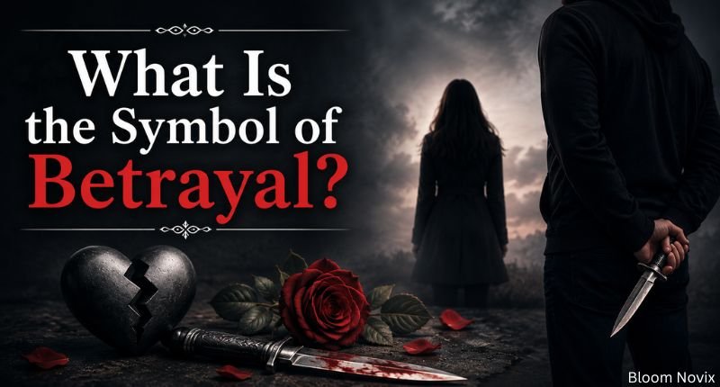What Is the Symbol of Betrayal? — Dramatic image showing a broken heart, red rose, and concealed dagger as symbols of betrayal.
