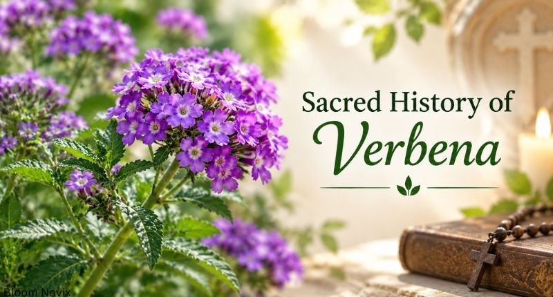 Sacred history of verbena with blooming verbena flowers