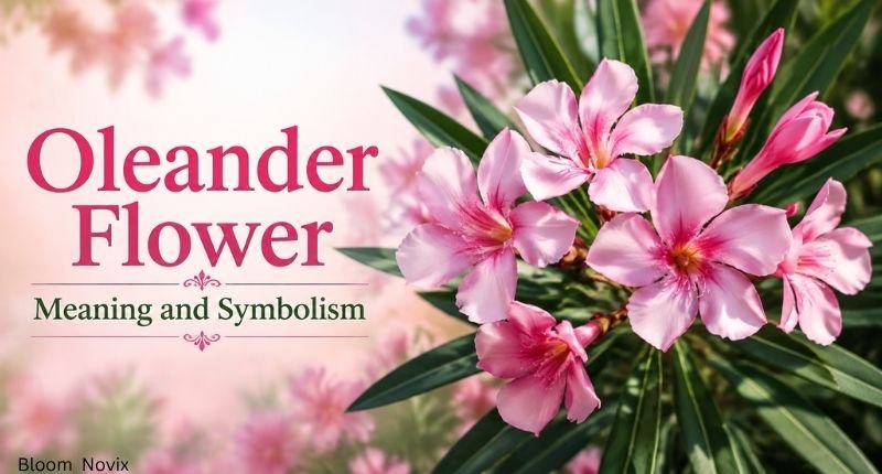 Oleander flower meaning and symbolism with pink oleander flowers and green leaves