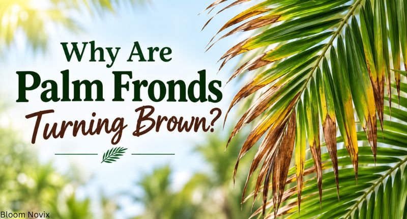 Why are palm fronds turning brown with green, yellow, and dried brown palm leaves