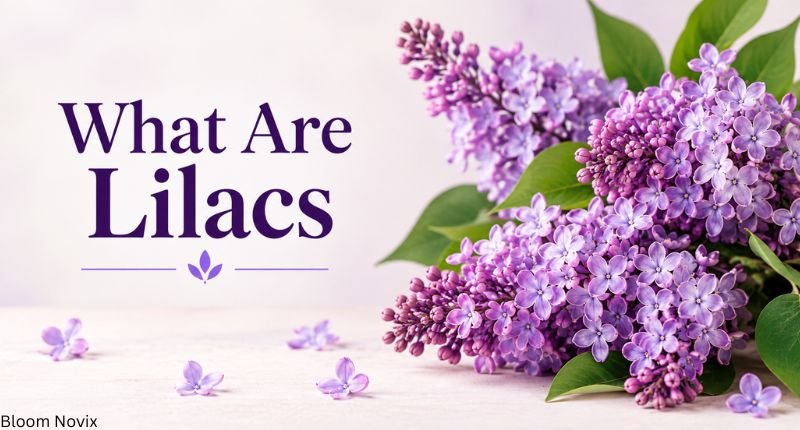 symbolism of Lilacs with a realistic bouquet of purple lilac blossoms and green leaves on a soft floral background
