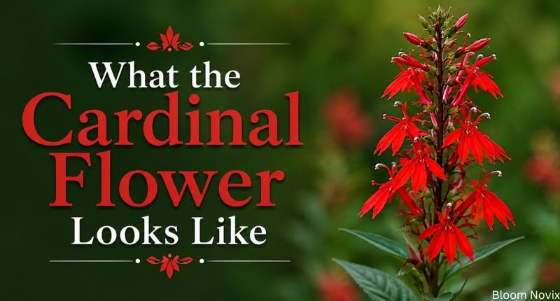 Cardinal flower with bright red blooms and green leaves