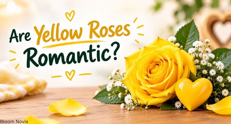 Are Yellow Roses Romantic — yellow rose with a yellow heart symbolizing friendship, affection, and caring rather than romantic love.